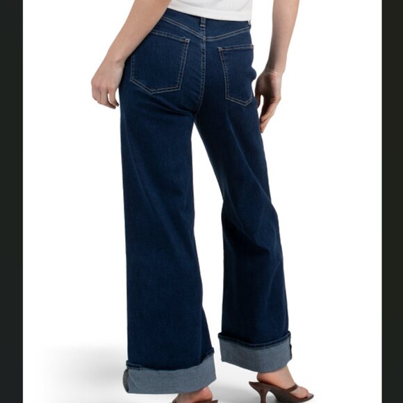 NEW JOE'S Wide Leg Ankle Jeans With Fixed Rolled Cuffs in dark wash 1125 6m3 - Picture 2 of 5